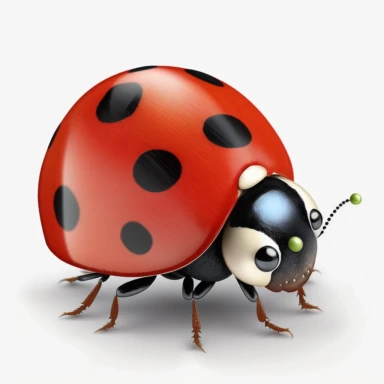 single animated lady bug for baby nursery, no leaves, white background, clipart