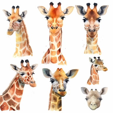 Giraffe Watercolor Clipart, Cute Clip art for commercial use, Transparent PNGs, African Safari Zoo Animal, Baby Giraffe Silhouette <@1110215565999611998>