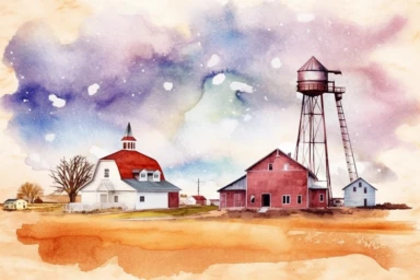 Watercolor, North Dakota US State clipart, hd, on a white background, spaced out