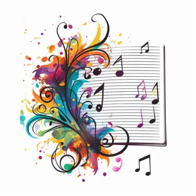Music notebook clip art, white background