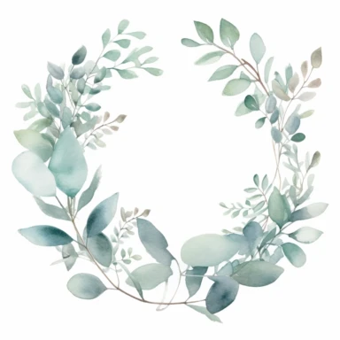 eucalyptus Wreath Watercolor - eucalyptus frame - Delicate ethereal soft frame for Wedding invite Logo - Digital clipart PNG