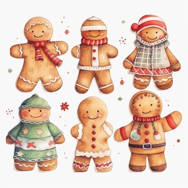 whimsical watercolour cute clip art Christmas cookies