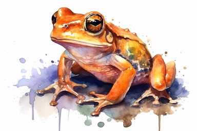 Watercolor, Burrowing Frog Amphibian, clipart, hd, on a white background, spaced out