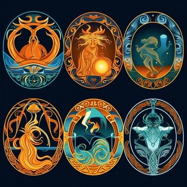 Produce a series of clipart images with a lifelike quality, showcasing Celtic mythology and folklore symbols. Employ a mix of traditional and digital artistic mediums to create visually striking illustrations. Draw inspiration from renowned artists like Jim Fitzpatrick and their interpretations of Celtic mythology. Experiment with lighting techniques to add depth and dimension to the symbols, using warm and earthy tones to evoke a sense of ancient mysticism