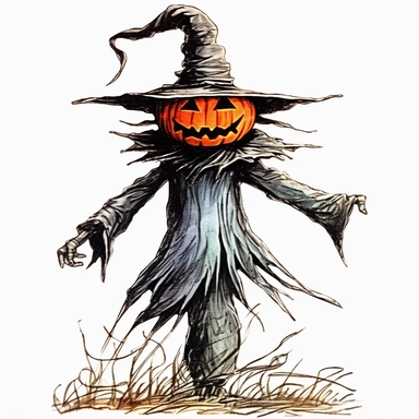 halloween scarecrow clipart clipart, in the style of mysterious expressionism, realistic yet stylized, 1970–present, associated press photo, halloween, gothic-influenced, high definition image,