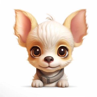 Chihuahua puppy, Closeup Portrait, Clipart, Digital art, kawaii, disney style, Pixar, hyperdetailed, 1080p, Ultra-HD, white background