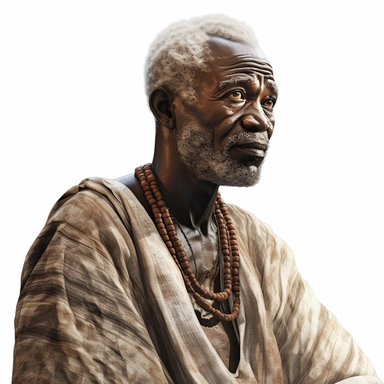 clipart Ancient African man, photo realistic, white background