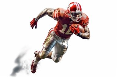 athlete + Football in the halls , highly detailed, isolated on white, clipart,