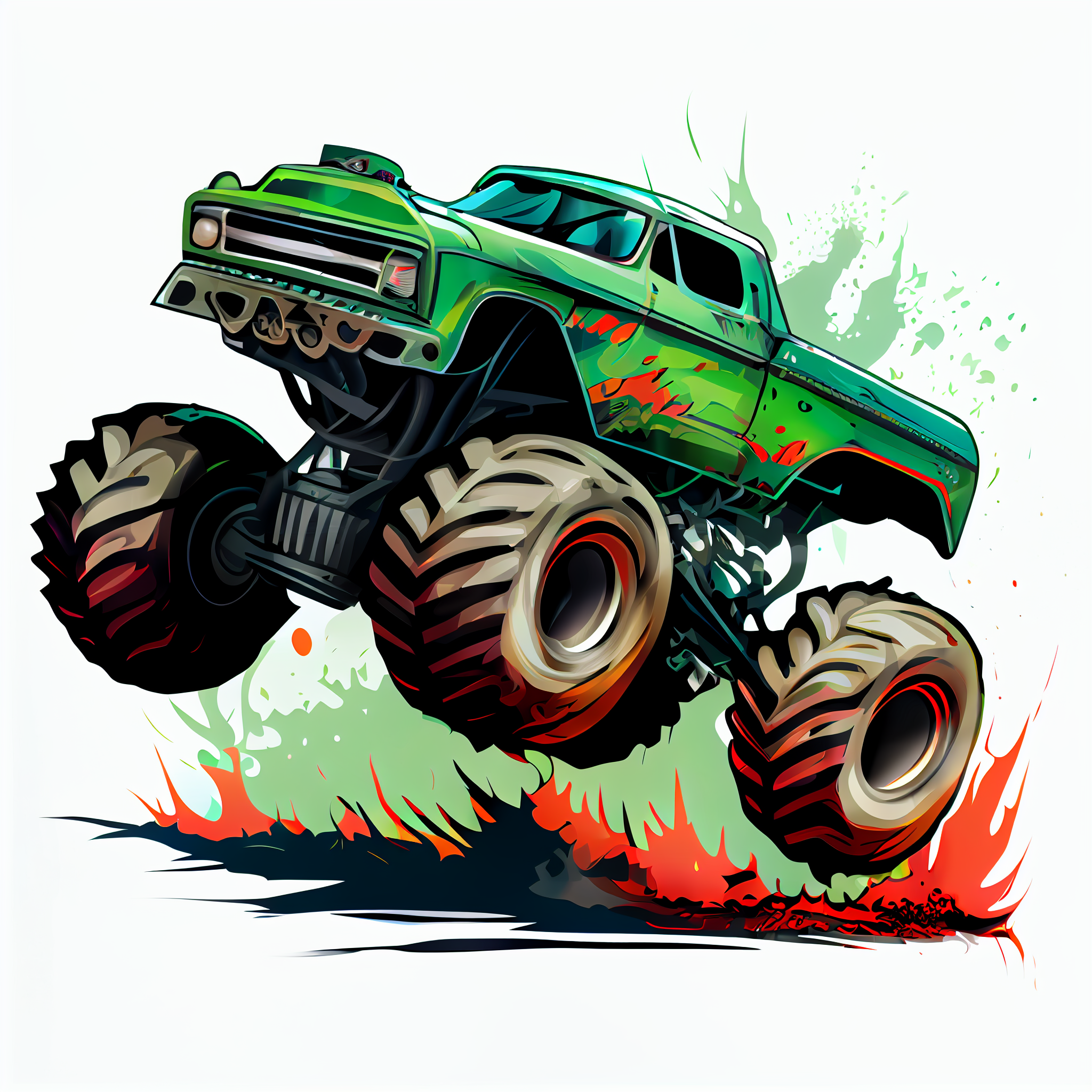 flaming truck cliparts
