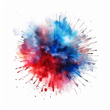 firework, bright blue, white, red color, amazing watercolor clipart, ultra realistic, bright color, hd, independents day, patriotic usa