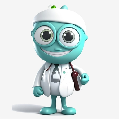the company PatientPoint as an 3D Cartoon clipart mascot Doc Spot: A cute and quirky character that is reminiscent of a doctor or nurse. This mascot could be adorned with a stethoscope, lab coat, or medical bag, representing PatientPoint's focus on medical care and personalized attention, 128K, Transparent background, super-mega pixel, insane detail, hyper-detailed, UHD, 8K