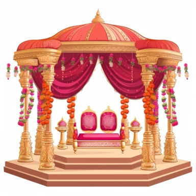 indian wedding, stage, decoration, clipart