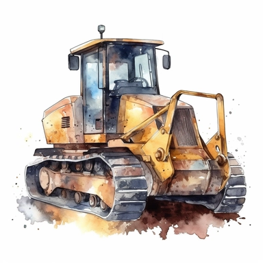 Construction Vehicle clipart on a white background, watercolor