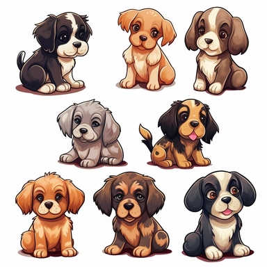 cute puppy clipart for sticker sheet.