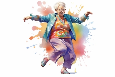 dancing grandma, clipart watercolor