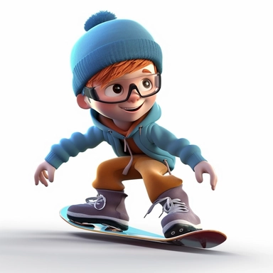 cute young boy snowboarding , smiling, full body, downhill snowboard clipart, Sport graphics, 8k polished, isolated on white background, 3d, rendered by pixar