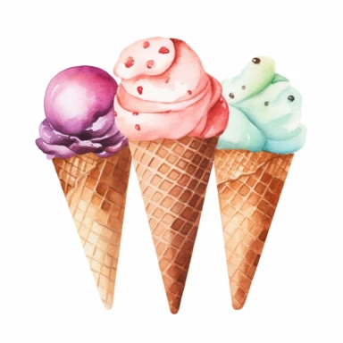 watercolor ice cream cone clip art white background