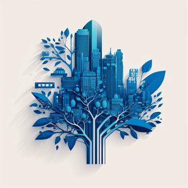 New York, times square, glass morphism, tree, leaves, blue, simple, clean white background, digital, circuit board, icon, clipart, futuristic, 2D, flat, svg, sci-fi, 4k, vector