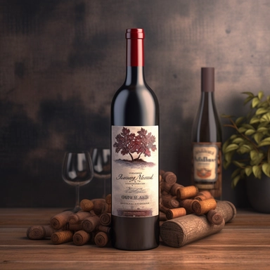 Zinfandel Wine Bottle clipart with Rustic Brown - Great for a fall harvest party with a vintage theme, where a warm brown tone creates a cozy and inviting atmosphere. Ultra realistic, 4K