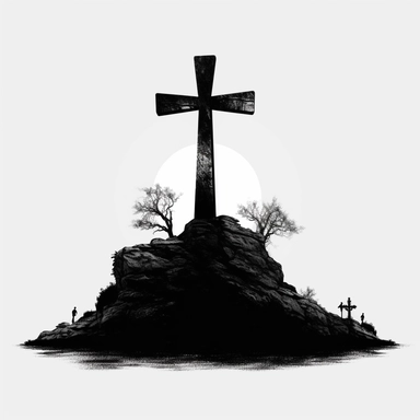black silhouette drawing of the christian cross, clipart, transparent background