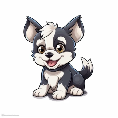 cute cartoon huskie dog clipart, white background,--no cut-off edges