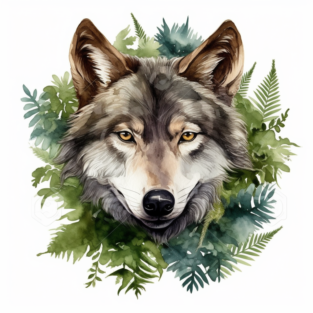 green wolf cliparts
