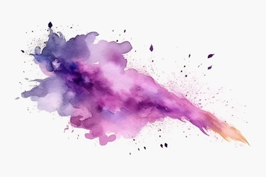 Watercolor, Design a comet with a tail that sparkles like a cosmic amethyst clipart, hd, on a white background, spaced out