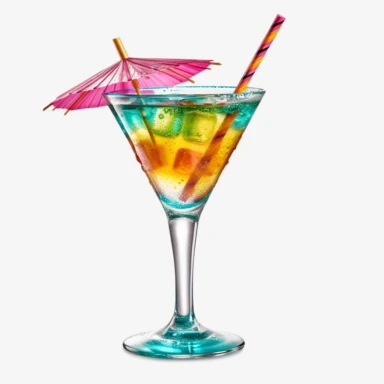 Watercolour realistic martini cocktail in cocktail glass with straw and cocktail umbrella beautifully detailed realistic martini cocktail , PNG image,transparent background ,ultra highly detailed, 18k, sharp focus, bright photo with vibrant colours, digitally enhanced,photographic, enhanced graphics, png format, straight, sharp focus, bright lighting, intricate detailed png image ,high definition,300dpi,graphic clipart,computer graphics