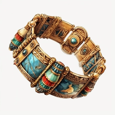 acient egypt bracelet, detailed, realistic, clipart, watercolor
