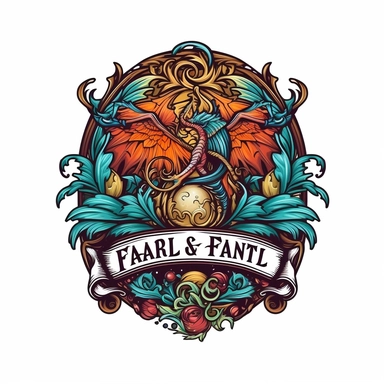 create a logo on a white background for a business that sells fantasy style clip art images