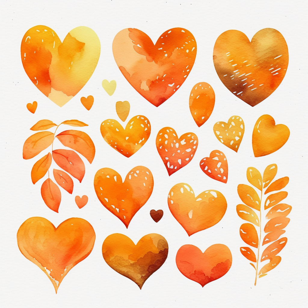orange heart cliparts