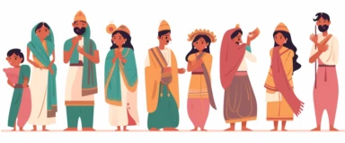 cute indian characters clipart, in the style of traditional techniques reimagined, humanistic empathy, neogeo, humble charm, flat minimal design, white background,