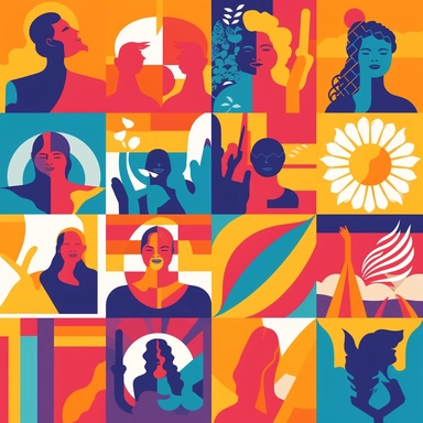 celebrates the LGBTQ community. vivid clipart image inspired by the colors of the pride flag. The images should encapsulate various facets of LGBTQ life, such as pride parades, activism, community gatherings, and cultural events. Each clipart should be lively, energetic, and filled with diverse individuals embracing their identities and advocating for equality. The images should convey a vibrant sense of inclusivity, unity, and resilience, empowering individuals to navigate their journeys with p