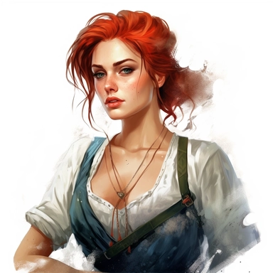 beautiful stunning pretty young woman as Triss from The witcher character, paint art style, clipart, white background, superrealistic, one of a kind