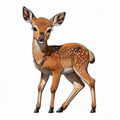 cartoon of mutt mixed baby deer, cute, funny, clipart style, vector style, white background