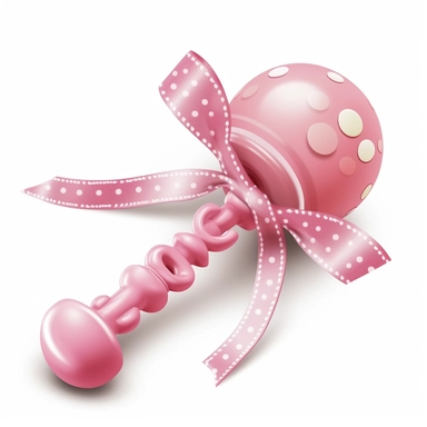 pink baby rattle, cartoon clipart