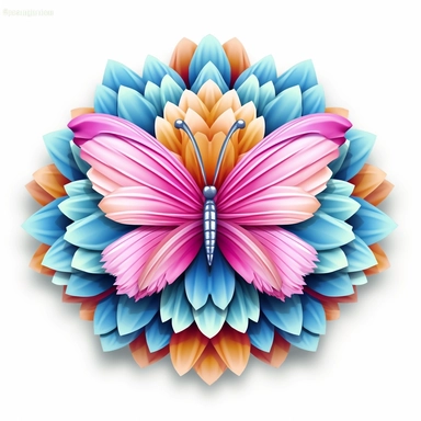3D butterfly flower clipart features a vibrant and colorful flower with intricate petals. The flower is designed to give a three-dimensional effect, creating a lifelike appearance. The petals may be a combination of different colors, such as shades of pink, purple, or yellow, adding to the overall visual appeal.