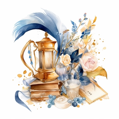 Bring to life a watercolor clipart of a dreamy prom decoration that will make memories last forever, white background