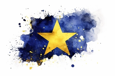 Watercolor, Bosnia and Herzegovina Country Flag, clipart, hd, on a white background, spaced out