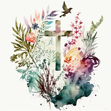large, Watercolor graphic, Christian Clipart - clip art, white background,