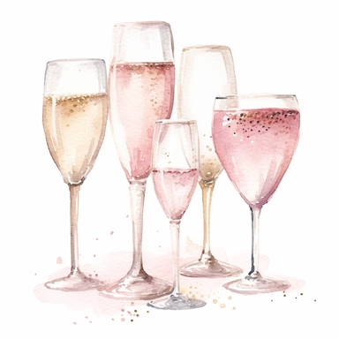 Watercolor Clipart Wedding decor clipart Watercolor clipart wedding glasses of champagne