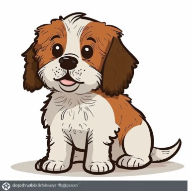 cartoon of mutt mixed puppy, cute, funny, clipart style, vector style, character by Cory Loftis, white background v4 ar2:3