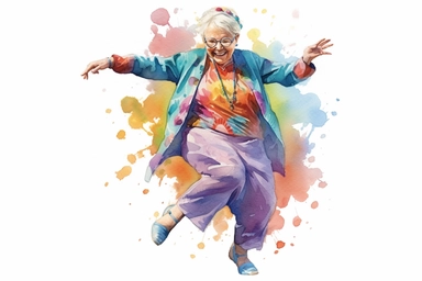 dancing grandma, clipart watercolor