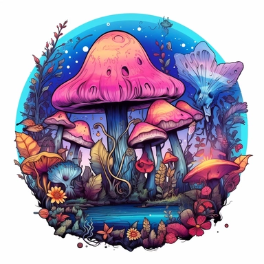 coloured mushroom wolf mushroom moon owl butterfly free vector, in the style of calligraphy-inspired, #screenshotsaturday, bold black outlines, circular shapes, soothing landscapes, feminine sticker art, wiccan Sublimation Clipart,hyper realistic, intricate detail, illustration style,high solution,on the white background