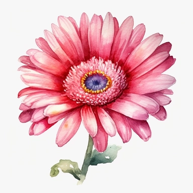pink daisy flower clipart, watercolor