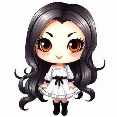 cute Monster High Chibi style girl, Halloween style, white background,clipart watercolor illustration, single object, high definition, white background for removing background