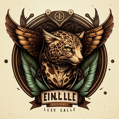 Logo for a fuel brandname eco, wingle leopard, steampunk clipart style, no cute, v4