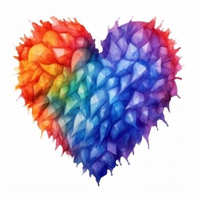 watercolor illustration of a beautiful LGBT heart, in the style of realistic watercolor paintings, realistic, detailed, bright colours, white background, clipart, detailed