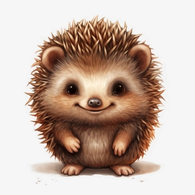 happy cute baby hedgehog, hand draw Illustration clipart, 4K, extremely detailed Sublimation Clipart,Cartoon,hyper realistic, intricate detail, illustration style,high solution,on the white background