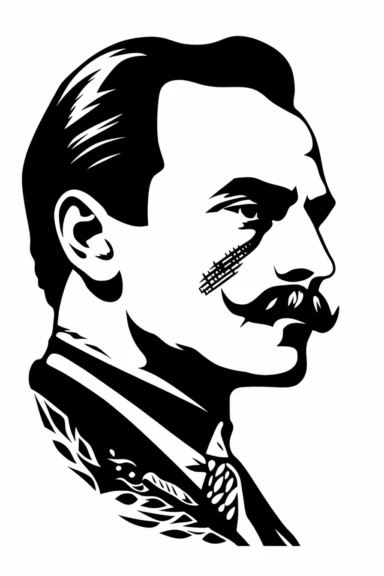 a black and white drawing of a man's face, inspired by Hermann Rüdisühli, computer art, football players butkus, clipart, side profile waist up portrait, biedermeier